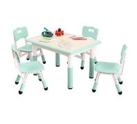Garvee Set Tavolo e 4 Sedie per Bambini, Tavolino per Bambini Regolabile in Altezza con Superficie per Graffiti e Gambe Antiscivolo, Mobili per Cameretta Ideale per Attività, Arte e Studio, Blu Lago