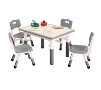Garvee Set Tavolo e 4 Sedie per Bambini, Tavolino per Bambini Regolabile in Altezza con Superficie per Graffiti e Gambe Antiscivolo, Mobili per Cameretta Ideale per Attività, Arte e Studio, Grigio