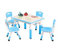 Garvee Set Tavolo e 4 Sedie per Bambini, Tavolino per Bambini Regolabile in Altezza con Superficie per Graffiti e Gambe Antiscivolo, Mobili per Cameretta Ideale per Attività, Arte e Studio, Blu