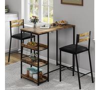 Garvee Set Tavolo E Sedie Da Bar, Set Tavolo Da Bar 3 Pezzi con Piano Pieghevole E Ripiani Di Conservazione, Set Tavolo E Sedie per 2 Persone