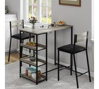 Garvee Set Tavolo E Sedie Da Bar, Set Tavolo Da Bar 3 Pezzi con Piano Pieghevole E Ripiani Di Conservazione, Set Tavolo E Sedie per 2 Persone