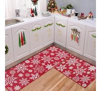 Garvee Tappeti da Cucina Antiscivolo Natale 2 Pezzi per Sala da Pranzo Corridoio 40x60 cm + 40x120 cm