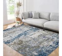 Garvee Tappeto moderno astratto, lavabile e antiscivolo, design colorato, morbido e sottile, ideale per soggiorno, camera da letto, cucina o bagno, bambini e animali domestici, blu, 120 x 170 cm