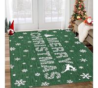 Garvee Tappeto Natalizio con Fiocchi di Neve, Verde 120x170 cm, Tappeto Lavabile Antiscivolo per Ingresso, Tappetino Merry Christmas per Porta d’Ingresso, Soggiorno e Lavanderia Interni