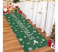Garvee Tappeto Natalizio con Fiocchi di Neve, Verde 60x180 cm, Tappeto Lavabile Antiscivolo per Ingresso, Tappetino Merry Christmas per Porta d’Ingresso, Soggiorno e Lavanderia Interni