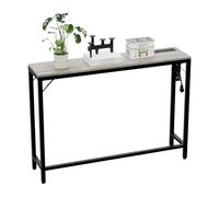Garvee Tavolo Consolle Sottile 100x23x80cm con Presa Elettrica e USB - Struttura in Metallo, per Ingresso o Salotto, Vintage Grigio e Nero, Presa Europea