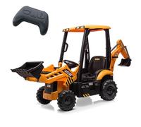 Garvee Trattore Elettrico 4 in 1 Per Bambini 12V Con Telecomando, Escavatore e Bulldozer Trasformabile, Tenda Rimovibile, Caricatore Frontale, Clacson, Pneumatici EVA, Giallo