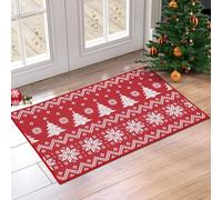 Garvee Zerbino, Tappeto Ingresso Lavabile Antiscivolo per Interno e Esterno, Casa, Cucina, Portale, Ideale per Natale, Casa Rustica, Fattoria, 50x80cm, Rosso