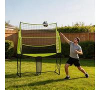 GarveeHome 11x8 ft Volleyball Practice Net System - Adjustable Height 6.5-8 ft, Heavy-Duty Freestanding Training Net for Serve/Pass/Spike, Quick Setup w/Carry Bag
