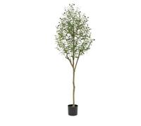 GarveeHome 180 cm grande ulivo artificiale realistico, pianta artificiale per interni con olive, multi ramo e fogliame, nero vaso, senza manutenzione, piante artificiali decorazioni per soggiorno