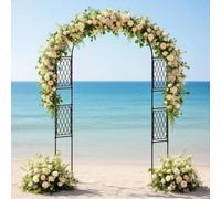 GarveeHome Arco da giardino, 220 x 120/150 x 40 cm, robusto arco per rose in metallo con pali, supporto per piante rampicanti e decorazioni per matrimoni, cortili e prati
