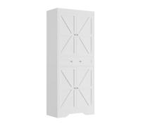 GarveeHome Armadietto alto da 183 cm, con 4 ante e 1 cassetto, ripiani regolabili per cucina, sala da pranzo, soggiorno, bianco
