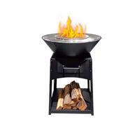 GarveeHome Braciere da esterno, stufa a legna da campeggio 3 in 1, con griglia e vassoio, in metallo, quadrato, con cassetto per cenere, facile da pulire, per tenda, riscaldamento esterno, cucina