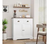 GarveeHome Credenza a Buffet Con 2 Cassetti, Mobile Da Cucina in Stile Rustico Con Ripiano Regolabile, Mobile Bar a Doppia Anta, 80x40x90 cm