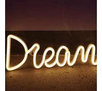 GarveeHome Dream Neon - Luce al neon a LED, a forma di sogno, funzionamento USB, luce notturna al neon, decorazione da parete, per matrimoni, compleanni, feste, bianco caldo