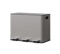 GarveeHome GaveeHome Pattumiera a 2 Scomparti - 2x15L Acciaio Inossidabile Pedale, Raccolta Differenziata per Cucina con Maniglia Laterale e Coperchio Ammortizzato (Beige, 3 * 15L)