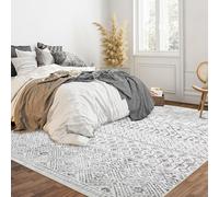 GarveeHome Grande tappeto per soggiorno, resistente all'acqua, a pelo basso, lavabile, antiscivolo, boho, con medaglione orientale, per camera da letto, non perde pelo, per interni, lavanderia, grigio