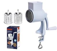 GarveeHome Grattugia Rotativa Manuale - Tritanoci e Trituratore Multifunzione Per Formaggio, Noci, Verdure, Frutta Secca - 2 Lame in Acciaio Inox - Facile Da Usare e Pulire