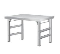 GarveeHome Heavy-Duty Stainless Steel Folding Dining Table - Single-Tier Portable Workstation - 520 lbs Load, Waterproof, Heat-Resistant, Adjustable Feet - For Restaurant, Kitchen, 36 * 24 * 27.6in