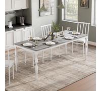 GarveeHome Industrial Farmhouse Dining Table for 6 - 71 Inch Rectangular Wood Tabletop - Sturdy Metal Legs - Large Kitchen & Dining Room Furniture - Washed Gray & White