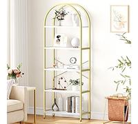GarveeHome Libreria ad arco a 5 ripiani, moderna, in metallo, per camera da letto, soggiorno, casa e ufficio (oro)