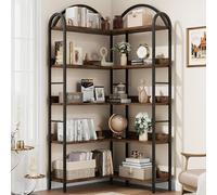 GarveeHome Libreria angolare ad arco, a forma di L, scaffale angolare industriale, grande libreria con telaio in metallo, scaffale angolare Etagere per soggiorno camera da letto