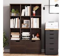 GarveeHome Libreria, moderna libreria con cassetti e 9 cubi, organizer autoportante per libri in soggiorno, casa, ufficio