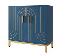 GarveeHome Modern Blue Sideboard Buffet Cabinet with Gold Trim & 2 Doors - Adjustable Shelf, Durable Wood Build for Entryway, Hallway, Living Room - Color: Blue