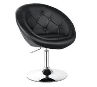GarveeHome Modern Swivel Bar Stool with Back - Adjustable Height, PU Leather Upholstered, Diamond Tufted Chrome Base, Ergonomic Counter Chair for Kitchen Island, Home Bar, Game Room - Black