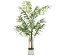 GarveeHome Palma artificiale Areca 100/120/130 cm, pianta artificiale alta per interni, con vaso bianco