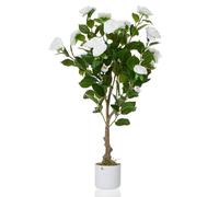GarveeHome Pianta artificiale di camelia (75/85/90/110/120 cm), pianta artificiale di camelia con 16/20/24 fiori, pianta artificiale in vaso per casa, porta d'ingresso, interni ed esterni