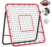 GarveeHome Rete da rimbalzo da calcio, regolabile, portatile, per bambini, per allenamento calcistico, 100 x 100 cm, telaio in ferro