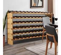 GarveeHome Scaffale per vino in bambù, impilabile, di qualità AA, senza viti, salvaspazio, per cantina, bar, cucina e sala da pranzo