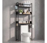 GarveeHome Scaffale per WC a 3 ripiani, in acciaio inox, con ripiano e cestino
