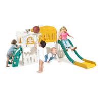 GarveeHome Set da gioco 8 in 1 per bambini da 1 a 3 anni, con struttura per arrampicata, tunnel per gattonare, cestino da basket, telescopio e portaoggetti per interni ed esterni