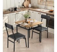 GarveeHome Set da pranzo da 3 pezzi, tavolo da cucina con 2 sedie imbottite, tavolo e sedie con struttura in metallo industriale per piccoli spazi, sala da pranzo, appartamento