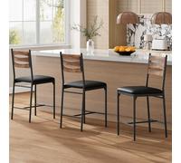 GarveeHome Set di 2 sgabelli da bar marroni con schienale, cuscino spesso, sedia da bar imbottita, altezza bancone, sgabelli da bar per cucina e appartamenti