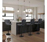 GarveeHome Set di 4 sgabelli da bar girevoli moderni, regolabili, altezza da bancone, con schienale alto, facile montaggio in 5 minuti, per cucina a isola, sala da pranzo, bar di casa, grigio