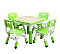 GarveeHome Set di tavolo e sedie per bambini, scrivania regolabile in altezza per bambini dai 2 ai 10 anni, tavolo per arti e mestieri, scrivania graffiti, gambe antiscivolo, max 136 kg, tavolo
