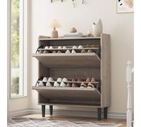 GarveeHome Space-Saving Wooden Shoe Cabinet with 2 Alternate Drawers & Adjustable Shelf - Hidden Entryway Organizer for Hallway & Living Room - Grey