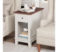 GarveeHome - Tavolino stretto con stazione di ricarica - Piccoli tavolini di casa di campagna, comodini di stoccaggio, soggiorno, divano, tavolino ausiliario, set di 2