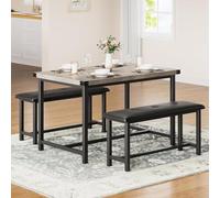 GarveeHome Tavolo da pranzo con 2 panche, set da 3 pezzi da cucina, mobili salvaspazio per sala da pranzo, struttura in metallo, per cucina, casa, ristorante, bistrot, patio, giardino, 70 x 113 x 75