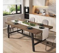 GarveeHome Tavolo da pranzo industriale per 6-8 persone, tavolo da cucina in legno lungo 71,8 pollici con robusto telaio in metallo e finitura marrone rustico, sedili per 6 ripiani rettangolari per