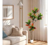 GarveeLife Albero artificiale Ficus Lyrata 100/115/150/155 cm | Ficus Lyrata artificiale con vaso decorativo, facile da pulire | pianta artificiale realistica da giardino | decorazione pervinca per