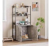 GarveeLife Mobiletto Cassetto Lettiera Gatto Design Grande Capacità Legno | Ripiani integrati, antiodori, spazio privato, multifunzione, pulizia rapida