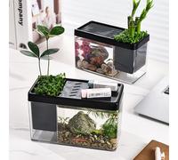 GarveeLife Moderno set di base per acquari, acquario trasparente per principianti, con coperchio traspirante, ampia apertura, bordi lisci, perfetto come scrivania o decorazione per il soggiorno, anche