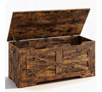 GarveeLife Panca per giocattoli in legno con coperchio e cerniera di | Cassapanca da 91 cm, stile rustico, con coperchio, chiusura delicata, look rustico