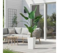 GarveeLife Pianta artificiale in vaso da 147 cm, con vaso bianco, per casa, ufficio, soggiorno, resistente alle intemperie, per esterni, decorazione della porta di casa