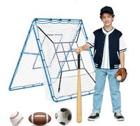 GarveeLife Rete da rimbalzo 2 in 1 da baseball, con angolo regolabile, dispositivo di allenamento per softball, calcio, pallavolo