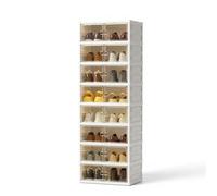 GarveeLife Scatole Trasparenti per Scarpe a 8 Ripiani, Pieghevoli e impilabili, in plastica, 45 x 35,1 x 139,5 cm, salvaspazio, Pieghevole, con Porta Magnetica per Scarpe